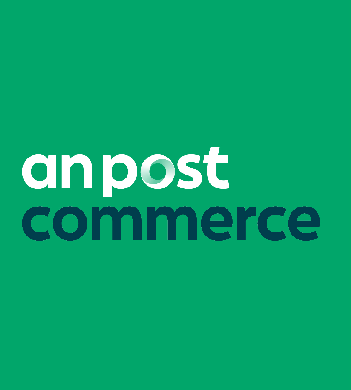 An post commerce logo on a green background