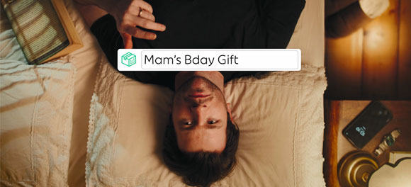 Man counts the number of incoming deliveries and a named delivery appears overhead