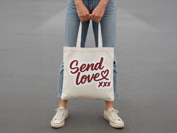 Send Love Tote Bags (Black x 1, White x 1) - 2