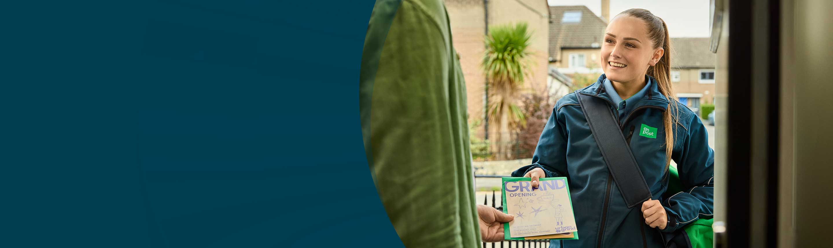 Direct Mail marketing for charities by An Post Commerce, showing a person reading a leaflet