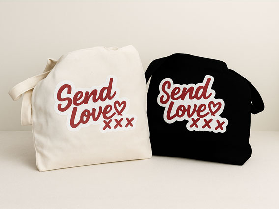 Send Love Tote Bags (Black x 1, White x 1) - 3