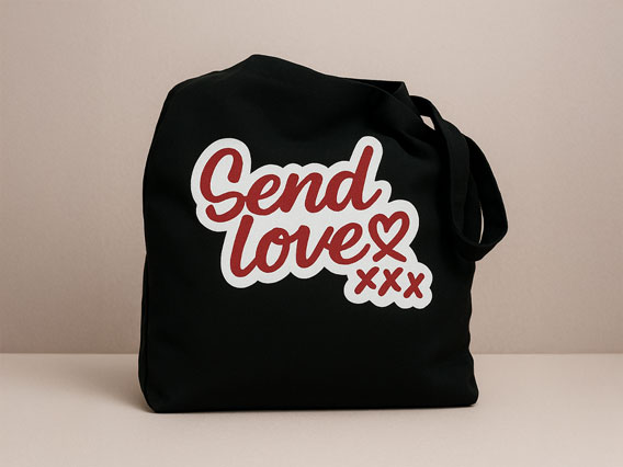 Send Love Tote Bag (Black) - 3