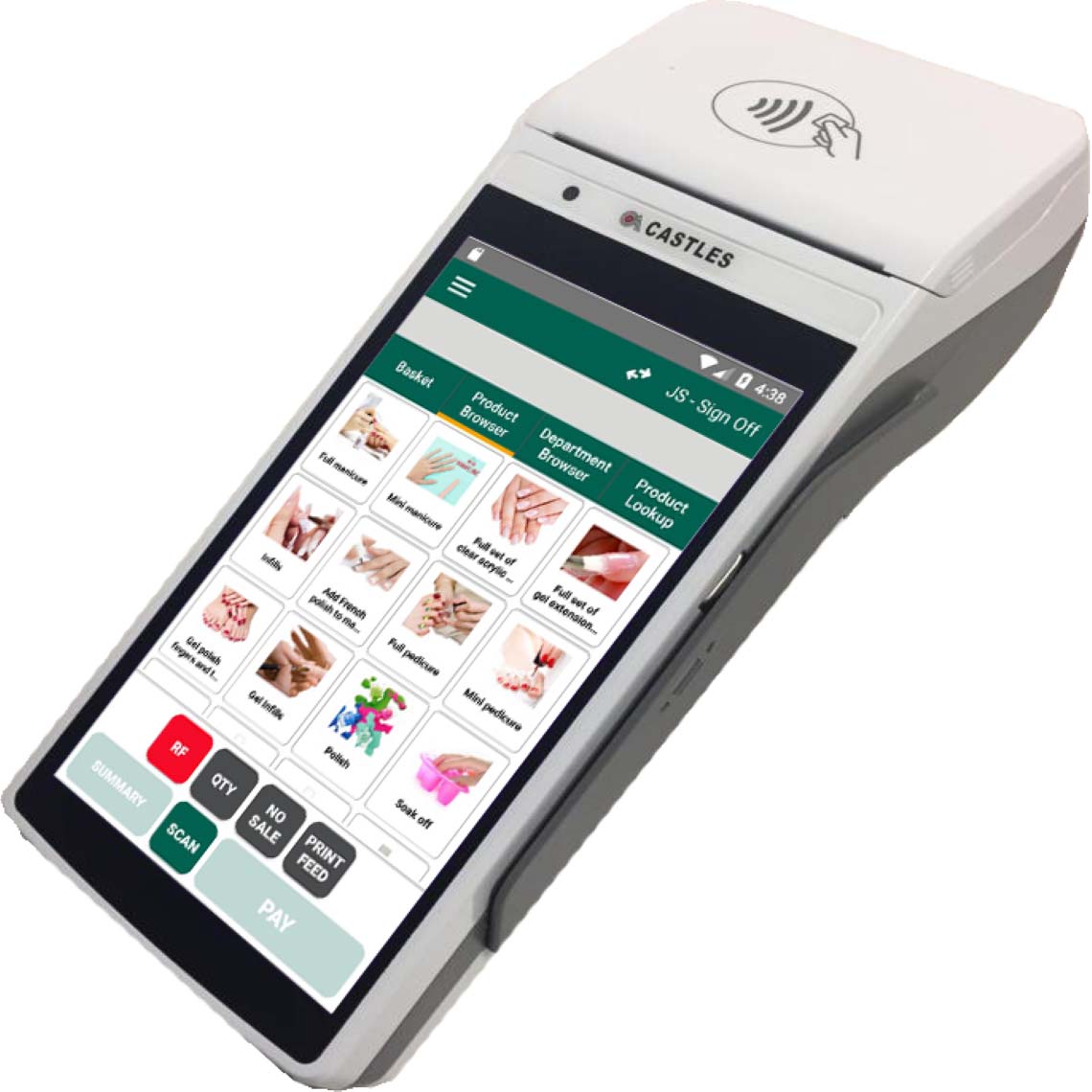 Castle card payment terminal with integrated EPOS