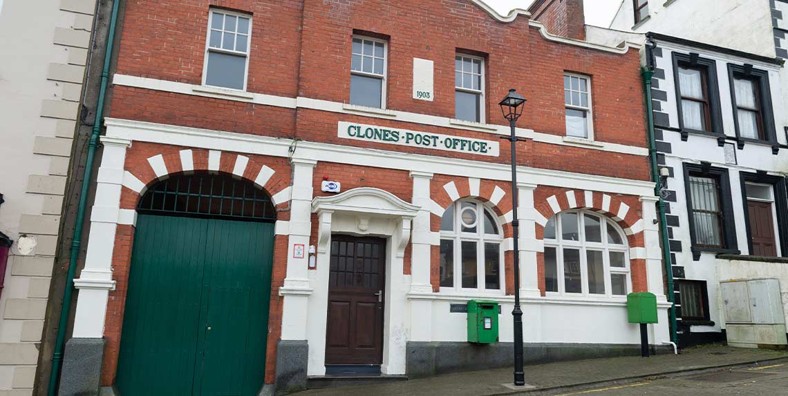 An Post branch within a local town centre, highlighting the company’s role in shaping sustainable communities through responsible divestment.