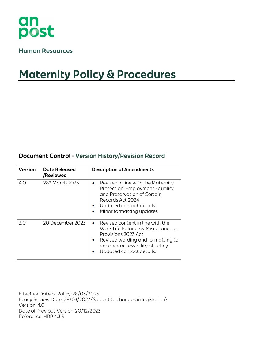 Maternity Policy & Procedures
