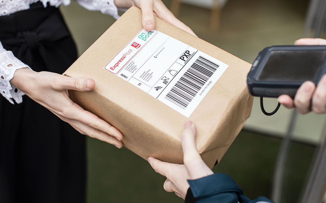 Person scanning Click and Post label