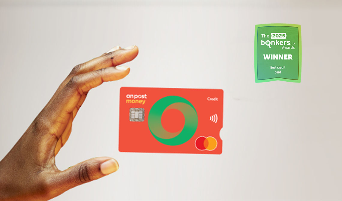 Hand holding An Post Flex Credit Card