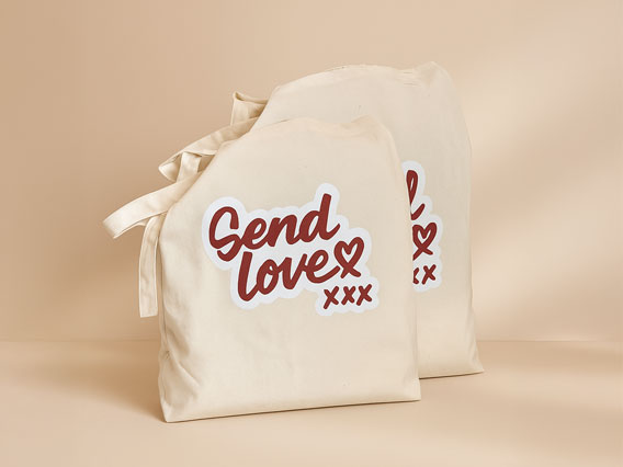 Send Love Tote Bags (White x 2) - 3