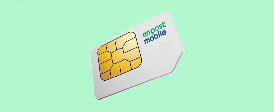 An Post Mobile SIM card promoting SIM-only plans and mobile services, representing affordable Irish mobile network options.