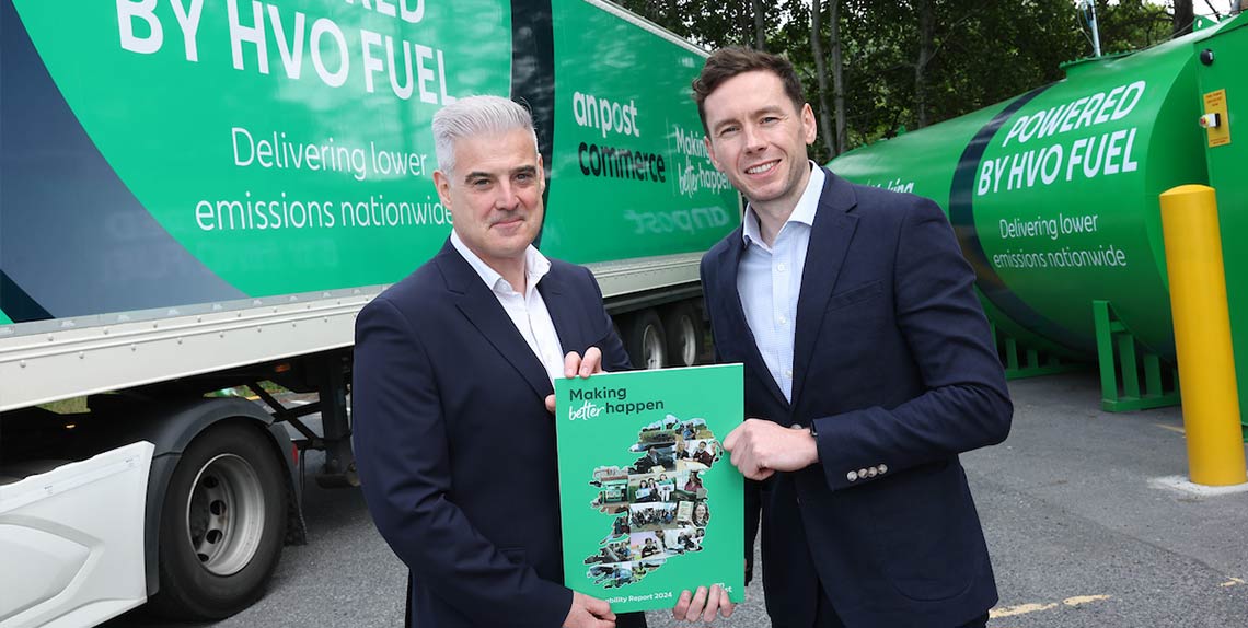An Post currently has more than 200 HGVs in operation and is changing to fossil free, HVO, fuel to support its 50% emissions reduction target by the end of 2025