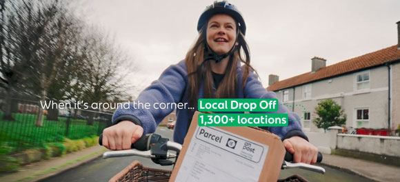 A girl cycling to drop off an online shopping return