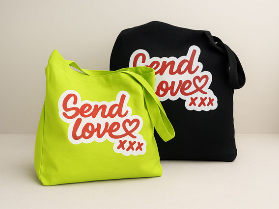 Send Love Tote Bags (Black x 1, Green x 1) - 3