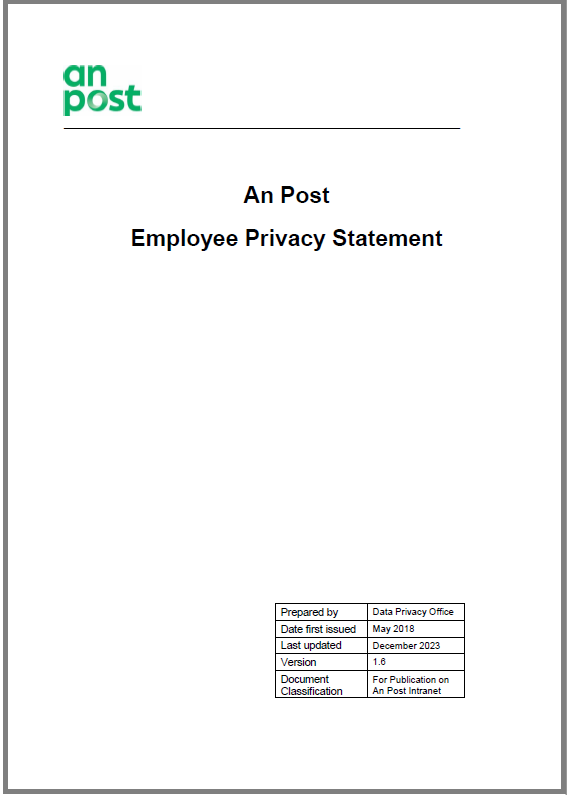 Employee Privacy Statement Cover