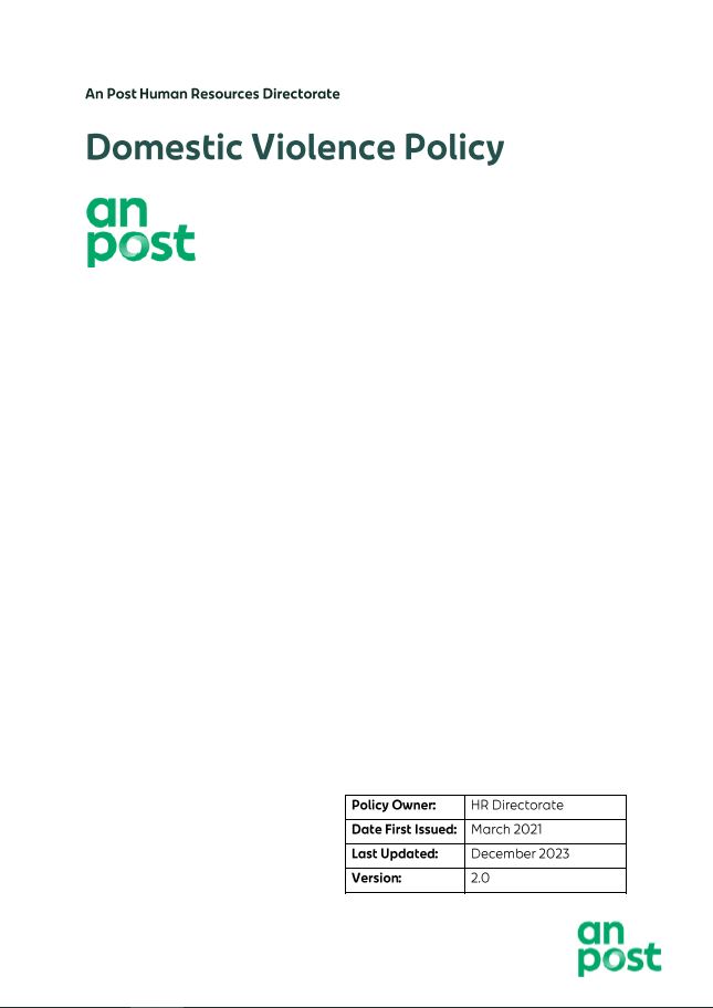 An Post Domestic Violence Policy Cover